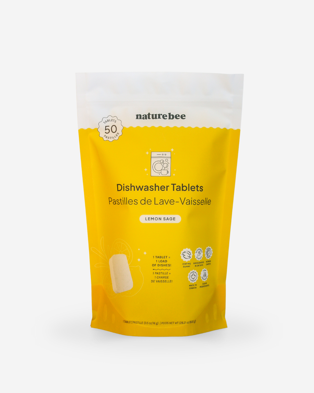 Dishwashing Tablets- BAG of 50  | Made in Canada |  Nature Bee