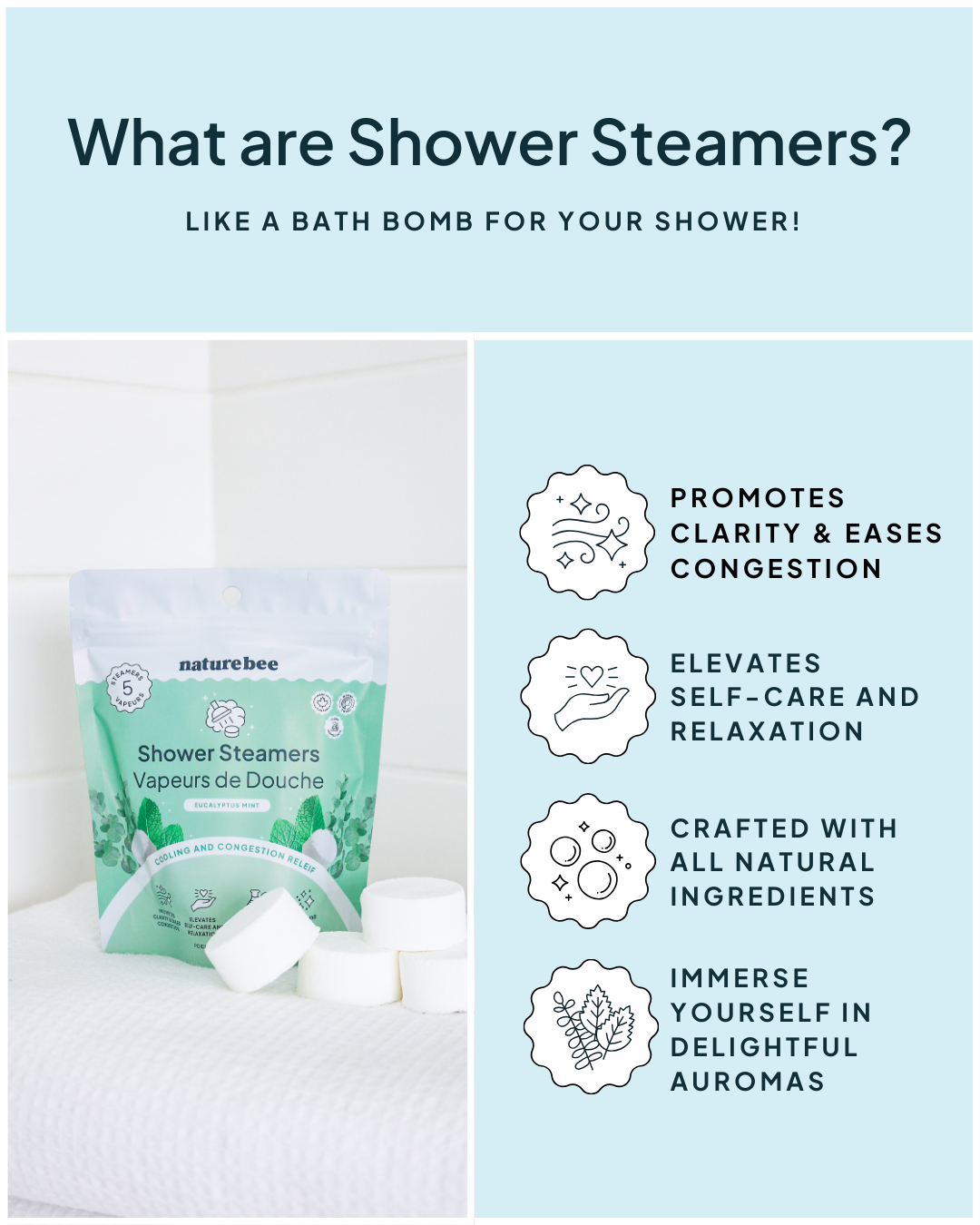 Shower Steamers in Eucalyptus Mint | Nature Bee