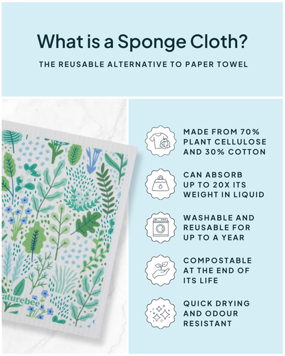 Green Sponge Cloth 6 pack | Nature Bee