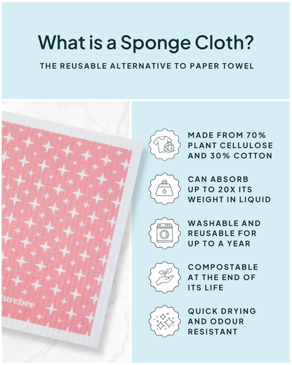 Sponge Cloth Sparkles Pink | Nature Bee