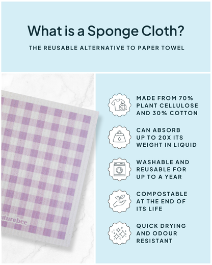 Sponge Cloth Plaid Purple | Nature Bee